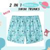 imageBoys Swim Trunks with Compression Liner Boys Stretch Swim Shorts Quick Dry 2 in 1 Beach Shorts 417 YMint Flamingo