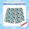 imageBoys Swim Trunks with Compression Liner Boys Stretch Swim Shorts Quick Dry 2 in 1 Beach Shorts 417 YPalm Flamingo