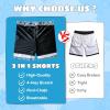 imageBoys Swim Trunks with Compression Liner Boys Stretch Swim Shorts Quick Dry 2 in 1 Beach Shorts 417 YPalm Flamingo
