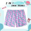 imageBoys Swim Trunks with Compression Liner Boys Stretch Swim Shorts Quick Dry 2 in 1 Beach Shorts 417 YPink Crocodile