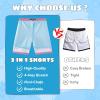 imageBoys Swim Trunks with Compression Liner Boys Stretch Swim Shorts Quick Dry 2 in 1 Beach Shorts 417 YPink Palm Tree Flamingo