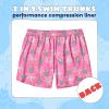 imageBoys Swim Trunks with Compression Liner Boys Stretch Swim Shorts Quick Dry 2 in 1 Beach Shorts 417 YPink Pineapple