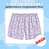 imageBoys Swim Trunks with Compression Liner Boys Stretch Swim Shorts Quick Dry 2 in 1 Beach Shorts 417 YPink Shark