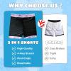 imageBoys Swim Trunks with Compression Liner Boys Stretch Swim Shorts Quick Dry 2 in 1 Beach Shorts 417 YPink Shark