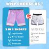imageBoys Swim Trunks with Compression Liner Boys Stretch Swim Shorts Quick Dry 2 in 1 Beach Shorts 417 YPurple Crocodile