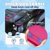 imageBoys Swim Trunks with Compression Liner Boys Stretch Swim Shorts Quick Dry 2 in 1 Beach Shorts 417 YPurple Tropical Leaves