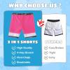 imageBoys Swim Trunks with Compression Liner Boys Stretch Swim Shorts Quick Dry 2 in 1 Beach Shorts 417 YPurple Tropical Leaves