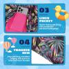 imageBoys Swim Trunks with Compression Liner Boys Stretch Swim Shorts Quick Dry 2 in 1 Beach Shorts 417 YPurple Tropical Leaves