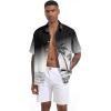 imageMens Casual Button Down Shirts Regular Fit Short Sleeve Hawaiian Shirt for MenBlack Palm
