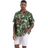 imageMens Casual Button Down Shirts Regular Fit Short Sleeve Hawaiian Shirt for MenGreen Leaf