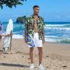 imageMens Casual Button Down Shirts Regular Fit Short Sleeve Hawaiian Shirt for MenGreen Leaf