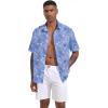 imageMens Casual Button Down Shirts Regular Fit Short Sleeve Hawaiian Shirt for MenLavender Flamingo