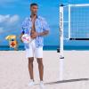 imageMens Casual Button Down Shirts Regular Fit Short Sleeve Hawaiian Shirt for MenLavender Flamingo