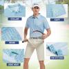 imageMens Golf Shirt Short Sleeve Dry Fit Print Moisture Wicking Performance Patterns Collared Polo ShirtBluebird Swordfish Palm