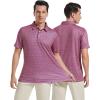 imageMens Golf Shirt Short Sleeve Dry Fit Print Moisture Wicking Performance Patterns Collared Polo ShirtBurgundy Flowers