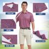 imageMens Golf Shirt Short Sleeve Dry Fit Print Moisture Wicking Performance Patterns Collared Polo ShirtBurgundy Flowers