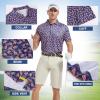 imageMens Golf Shirt Short Sleeve Dry Fit Print Moisture Wicking Performance Patterns Collared Polo ShirtNavy American Flag