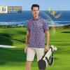 imageMens Golf Shirt Short Sleeve Dry Fit Print Moisture Wicking Performance Patterns Collared Polo ShirtNavy American Flag