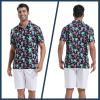 imageMens Golf Shirt Short Sleeve Dry Fit Print Moisture Wicking Performance Patterns Collared Polo ShirtNeon Flamingo