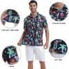 imageMens Golf Shirt Short Sleeve Dry Fit Print Moisture Wicking Performance Patterns Collared Polo ShirtNeon Flamingo