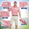 imageMens Golf Shirt Short Sleeve Dry Fit Print Moisture Wicking Performance Patterns Collared Polo ShirtOrange White Leaf