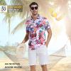 imageMens Golf Shirt Short Sleeve Dry Fit Print Moisture Wicking Performance Patterns Collared Polo ShirtPink Flag Horse