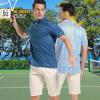 imageMens Golf Shirt Short Sleeve Dry Fit Print Moisture Wicking Performance Patterns Collared Polo ShirtPowder Blue Dinosaur
