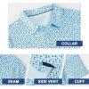 imageMens Golf Shirt Short Sleeve Dry Fit Print Moisture Wicking Performance Patterns Collared Polo ShirtPowder Blue Dinosaur