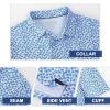 imageMens Golf Shirt Short Sleeve Dry Fit Print Moisture Wicking Performance Patterns Collared Polo ShirtSky Blue Palm