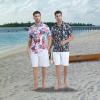 imageMens Golf Shirt Short Sleeve Dry Fit Print Moisture Wicking Performance Patterns Collared Polo ShirtWhite Palm