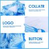 imageMens Hawaiian Shirts Regular Fit Short Sleeve Casual Button Down Summer Tropical Beach ShirtsBlue Leaves