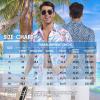 imageMens Hawaiian Shirts Regular Fit Short Sleeve Casual Button Down Summer Tropical Beach ShirtsBlue Palm Tree