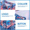 imageMens Hawaiian Shirts Regular Fit Short Sleeve Casual Button Down Summer Tropical Beach ShirtsDinosaur Flag