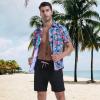 imageMens Hawaiian Shirts Regular Fit Short Sleeve Casual Button Down Summer Tropical Beach ShirtsDinosaur Flag