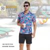 imageMens Hawaiian Shirts Regular Fit Short Sleeve Casual Button Down Summer Tropical Beach ShirtsDinosaur Flag