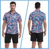 imageMens Hawaiian Shirts Regular Fit Short Sleeve Casual Button Down Summer Tropical Beach ShirtsDinosaur Flag
