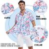 imageMens Hawaiian Shirts Regular Fit Short Sleeve Casual Button Down Summer Tropical Beach ShirtsFlower Flamingo