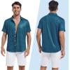 imageMens Hawaiian Shirts Regular Fit Short Sleeve Casual Button Down Summer Tropical Beach ShirtsGreen Clover