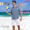 imageMens Hawaiian Shirts Regular Fit Short Sleeve Casual Button Down Summer Tropical Beach ShirtsNavy Palm Tree