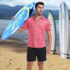 imageMens Hawaiian Shirts Regular Fit Short Sleeve Casual Button Down Summer Tropical Beach ShirtsPink Beer