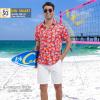 imageMens Hawaiian Shirts Regular Fit Short Sleeve Casual Button Down Summer Tropical Beach ShirtsRed Usa Flag