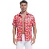 imageMens Hawaiian Shirts Regular Fit Short Sleeve Casual Button Down Summer Tropical Beach ShirtsRed Usa Flag