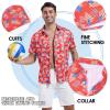 imageMens Hawaiian Shirts Regular Fit Short Sleeve Casual Button Down Summer Tropical Beach ShirtsRed Usa Flag