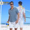 imageMens Hawaiian Shirts Regular Fit Short Sleeve Casual Button Down Summer Tropical Beach ShirtsSkeleton Flower