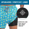 imageMens Swim Trunks with Compression Liner 55quot Board Shorts with Zipper Pockets 2 in 1 Quick Dry Bathing SuitsBanana