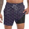 imageMens Swim Trunks with Compression Liner 55quot Board Shorts with Zipper Pockets 2 in 1 Quick Dry Bathing SuitsBlack Beer