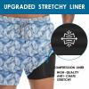 imageMens Swim Trunks with Compression Liner 55quot Board Shorts with Zipper Pockets 2 in 1 Quick Dry Bathing SuitsBlue Leavesc