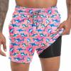 imageMens Swim Trunks with Compression Liner 55quot Board Shorts with Zipper Pockets 2 in 1 Quick Dry Bathing SuitsCartoon Shark