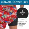 imageMens Swim Trunks with Compression Liner 55quot Board Shorts with Zipper Pockets 2 in 1 Quick Dry Bathing SuitsFlag Horse
