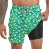 imageMens Swim Trunks with Compression Liner 55quot Board Shorts with Zipper Pockets 2 in 1 Quick Dry Bathing SuitsGreen Bananac